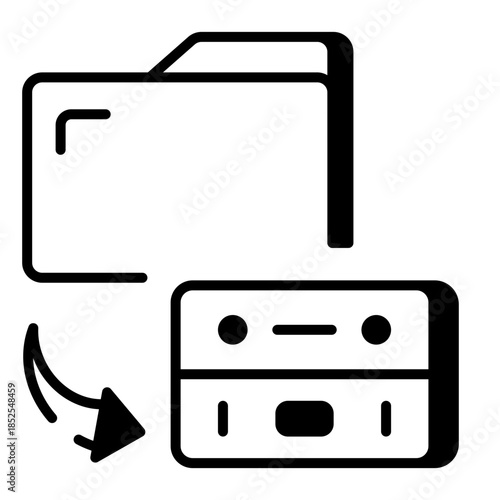 A linear style icon representing data archive