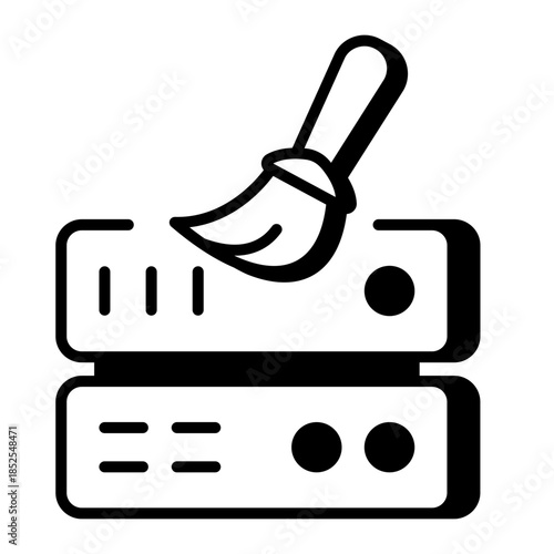 A line style icon showing data cleaning