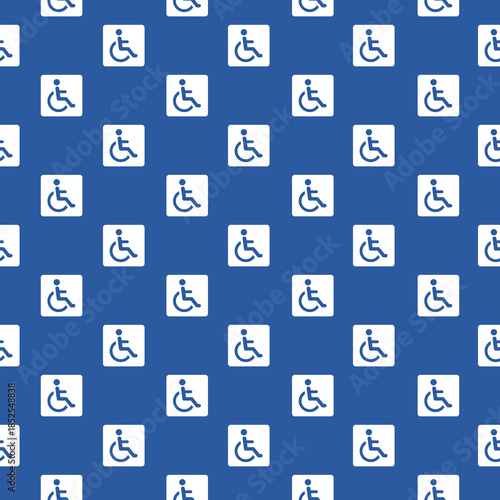 Disabled wheelchair seamless pattern isolated on color background
