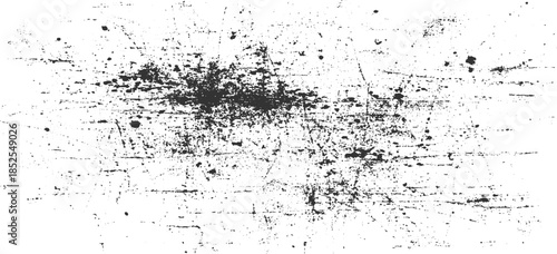 Black ink splatters and scratches on white background grunge texture abstract