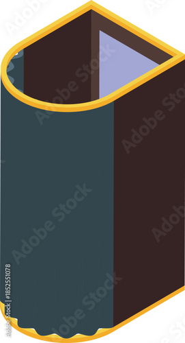 Elevator cabin moving inside building shaft isometric icon