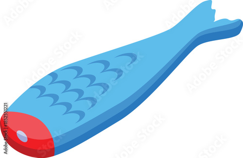 Blue inflatable pool toy shaped like a fish, floating on a water surface, providing summer fun and entertainment