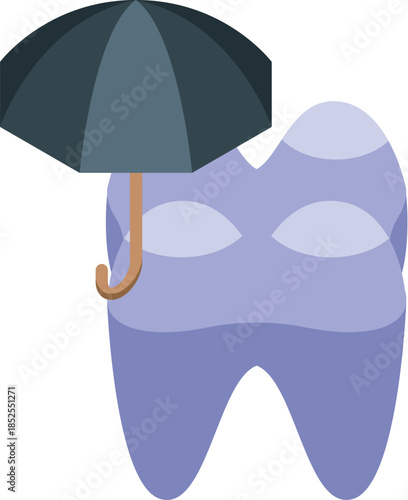 Umbrella protecting a healthy tooth, symbolizing dental insurance and care