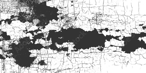 Black abstract cracks on white textured background with dark irregular shapes cracked crackle