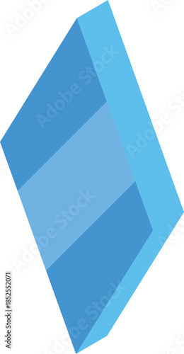 Simple light blue rectangular cuboid with horizontal stripe in slightly different hue, floating on plain white background