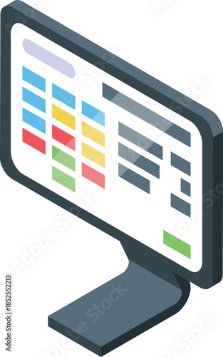 Project management software displaying a gantt chart on a computer monitor, visualizing tasks, deadlines, and progress