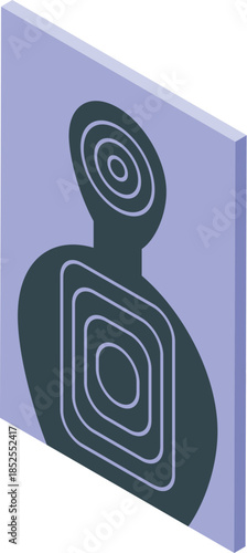 Shooting target featuring a human silhouette with concentric circles indicating different scoring zones, symbolizing precision and accuracy in shooting practice