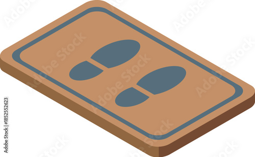 Isometric floor mat showing footprints indicating the correct standing position for social distancing
