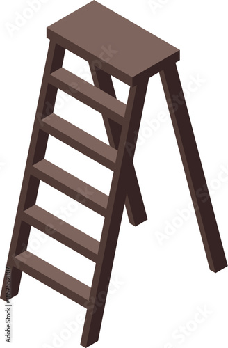 Portable wooden step ladder isolated on white background, useful tool for reaching high places