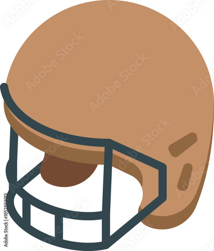 Classic brown football helmet ensuring player safety on the field, featuring a protective face mask