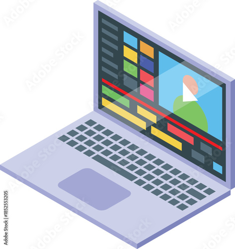 Video editing software processing a clip with a presenter on a laptop screen