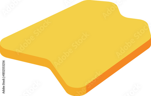 Close up of a single slice of golden toast bread, featuring an irregular shape, isolated on a white background