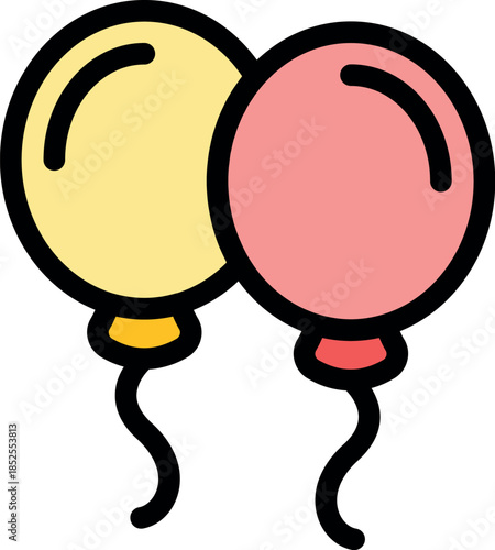 Two colorful balloons floating, adding a touch of joy and celebration to a festive occasion