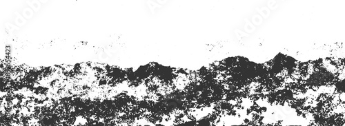 Black and white textured grunge background with rough irregular edges and scattered dots