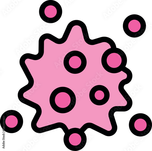 Pink virus cell is multiplying and spreading infection, causing disease and posing a threat to human health