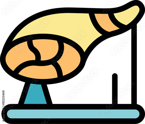 Professional jamon slicer cutting traditional spanish ham