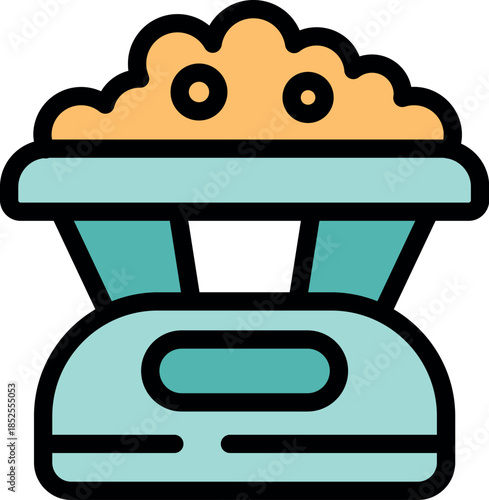 Kitchen scale displaying measured food ingredients, ideal for precise cooking and baking