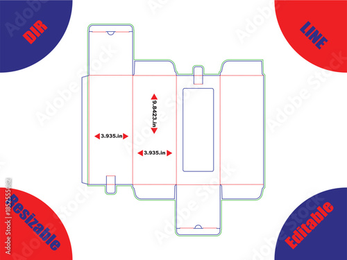 Rectangular Box Packaging Template With Dimensions and Tabs