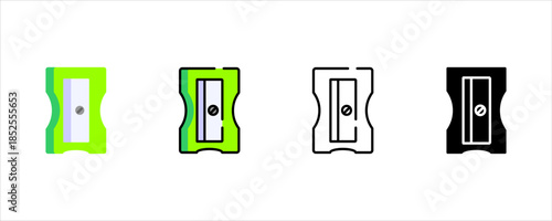 Pencil Sharpener Icon Set for School Stationery