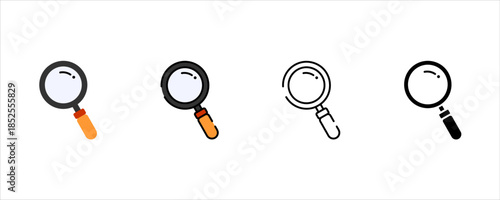 Magnifying Glass Icon Set for Search and Study