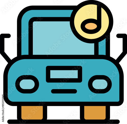 Car sharing app playing music for its customers, offering music streaming service inside vehicles