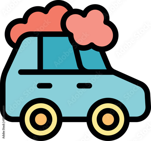 Car covered in colorful foam and bubbles during a thorough car wash, symbolizing cleanliness and maintenance