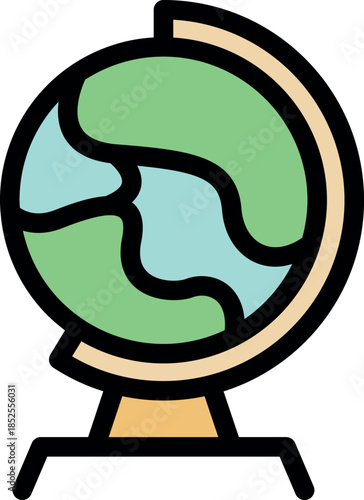 Colorful earth globe representing continents and oceans for educational purposes, ideal for geography learning