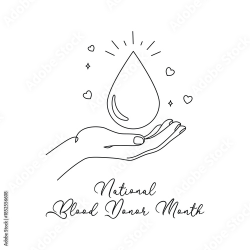 Minimalist National Blood Donor Month Line art Illustration. Suitable for celebration