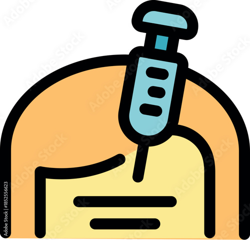 Syringe injecting vaccine into a patient's arm, promoting health and disease prevention through immunization