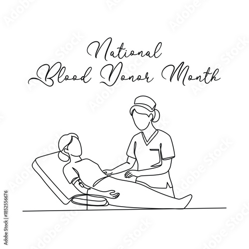 Minimalist National Blood Donor Month Line art Illustration. Suitable for celebration
