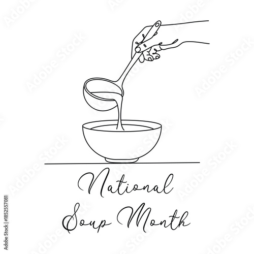 Minimalist National Soup Month Line art Illustration. Suitable for celebration