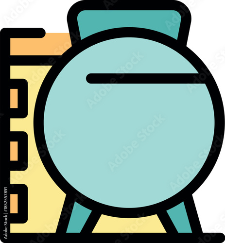 Tank car designed for the transport of liquids and gases parked next to a building, representing industrial storage and transportation