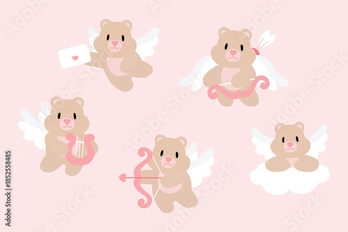 Valentine cupid bear with bow and arrows