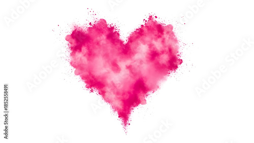 Pink heart shape made of powder isolated on a transparent background Valentine's Day love