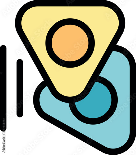 Two colorful guitar picks vibrating and producing sound waves, representing music and sound