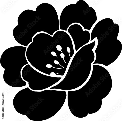 Elegant Rose Flower Silhouette Illustration for Decorative Art