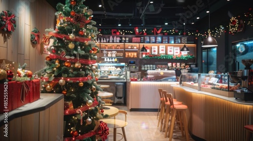 Christmas-themed café corner