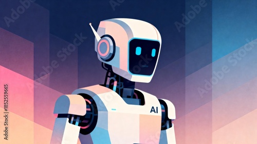AI robot with geometric background
