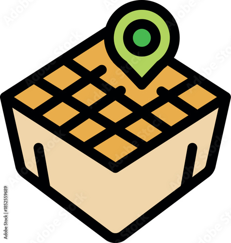 Location icon marking a specific plot on an agricultural field, symbolizing precision farming techniques for optimized resource management