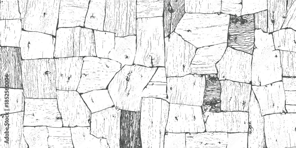 Naklejka premium Black and white of a rustic wooden plank wall texture background