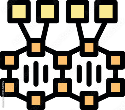Interconnected blocks symbolize data sharing and transparency in a decentralized network