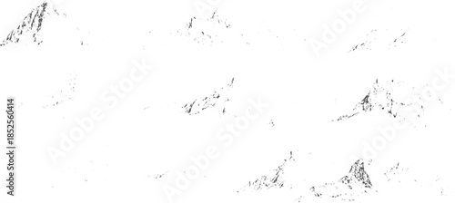 Nine abstract dark grey mountain peaks on white background
