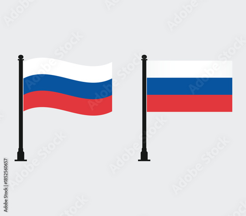 Russian flags on poles vector illustration