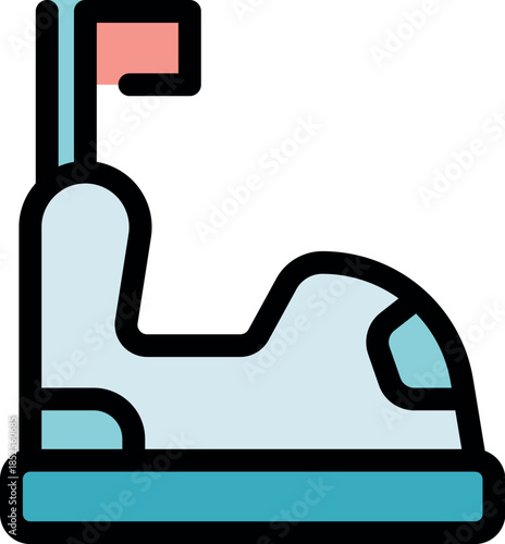 Kids electric bumper car with flag is waiting for children in amusement park