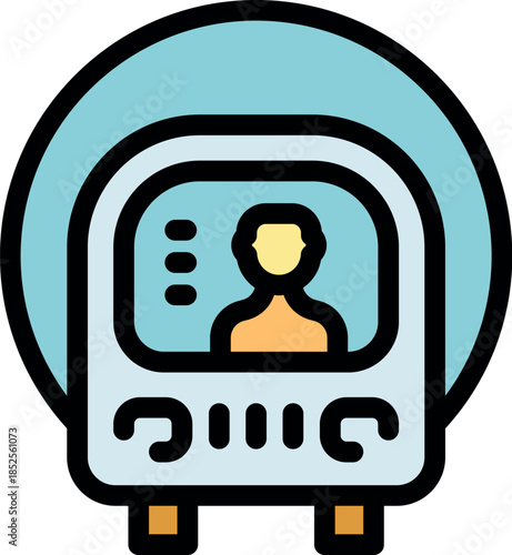 Autonomous vehicle carrying passenger is displaying passenger information on digital screen