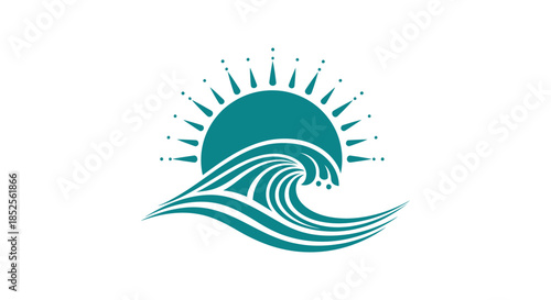Wave with sun vector illustration design