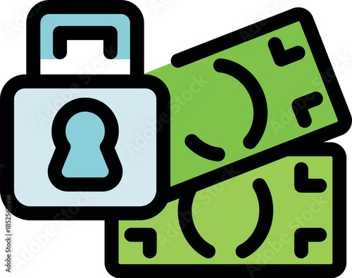 Secure transaction concept with padlock protecting money, symbolizing financial safety, data protection, and secure online payment