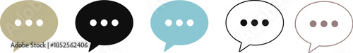 Speech bubble icons, chat symbols, communication design, messaging interface, digital dialogue, colorful ellipsis, UI elements, vector graphic, social media