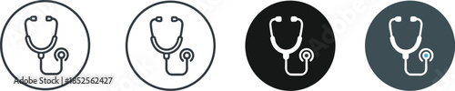 Stethoscope icon set, medical symbol, healthcare graphic, UI design element, hospital tool, diagnostic device, doctor equipment, clinical branding