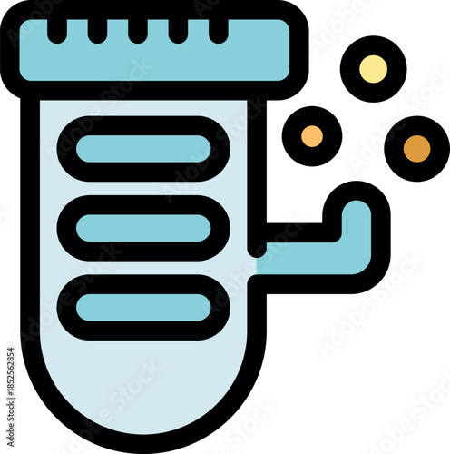 Chemical test tube is releasing particles during a scientific experiment in a laboratory